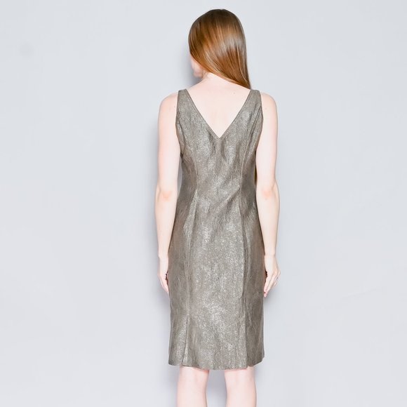 300. PIAZZA SEMPIONE Sleeveless Jacquard Sheath Dress Sz 6 28"W 17" P2p - Picture 5 of 6